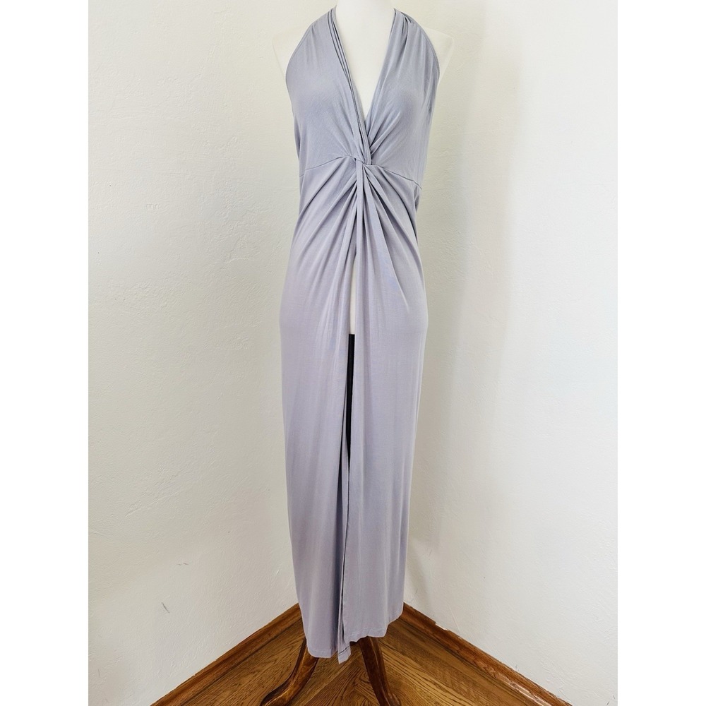 FP Beach Free people halter dress Womens M Gray twist front Cover up Maxi NWT